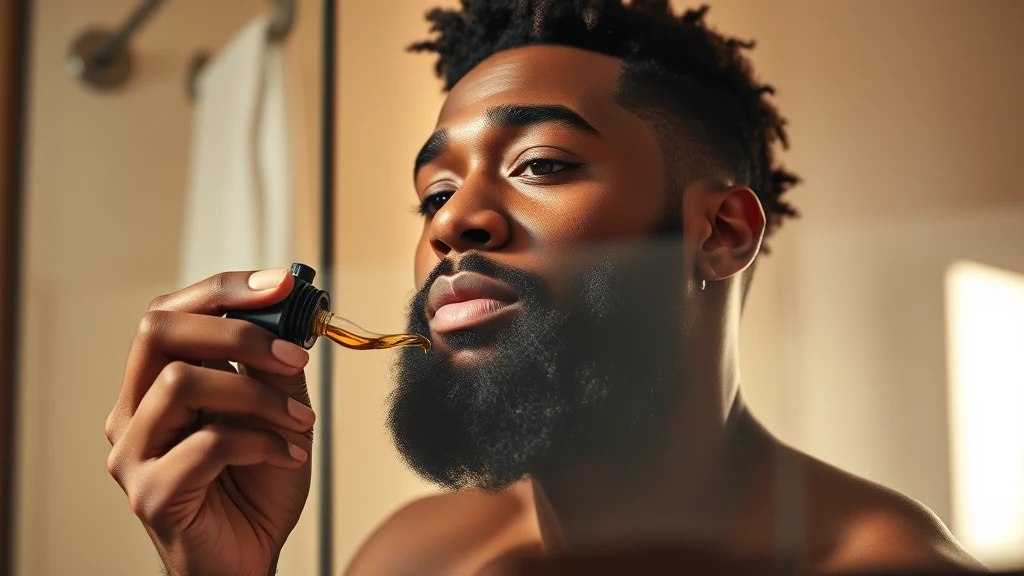 Black Men Beard Care: The Complete Guide (2026) — man applying beard oil to beard