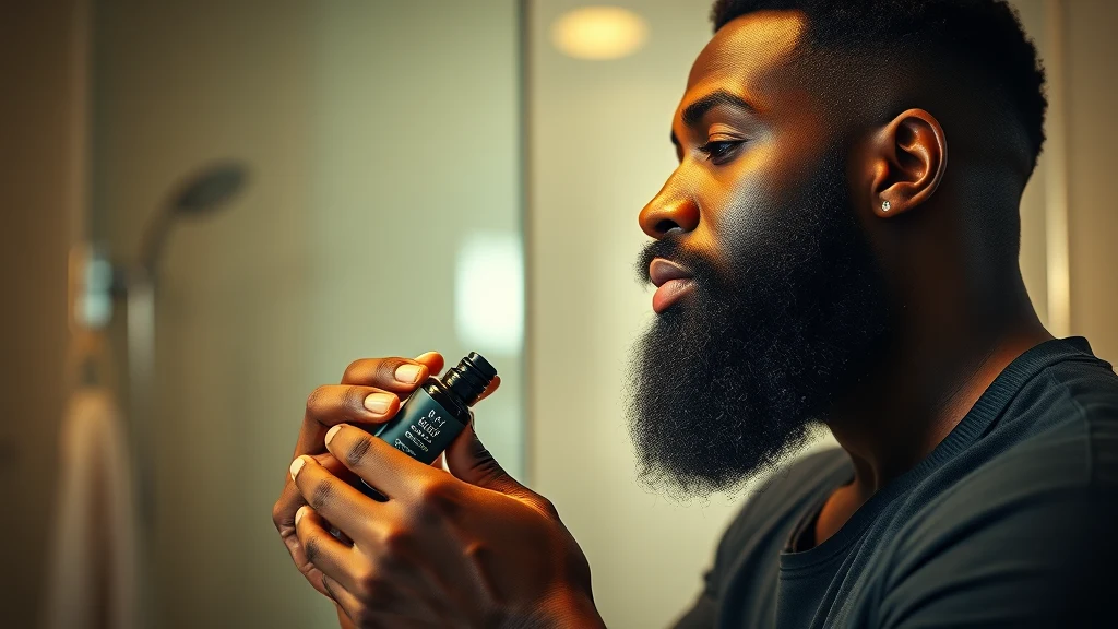 Black Men Beard Care: The Complete Guide (2026) — man applying beard oil to beard
