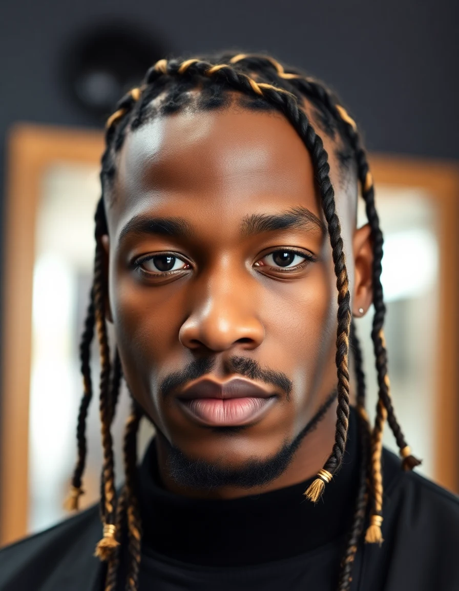 ASAP Rocky-inspired Braids with Color Accents hairstyle on a model