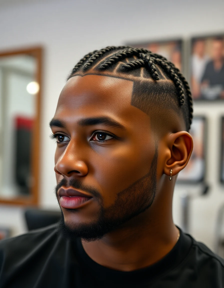 ASAP Rocky-inspired Straight-Back Cornrows hairstyle on a model