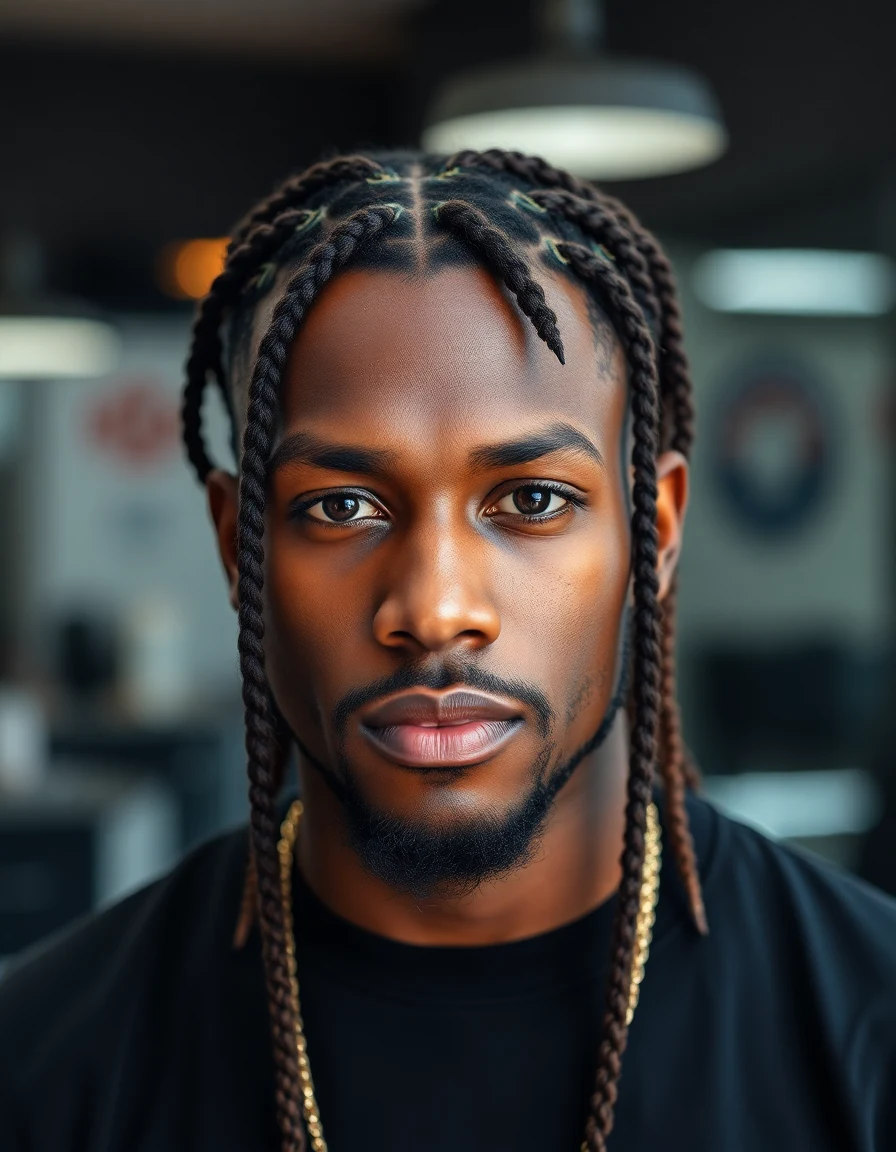 ASAP Rocky-inspired Long Box Braids (The Signature) hairstyle on a model