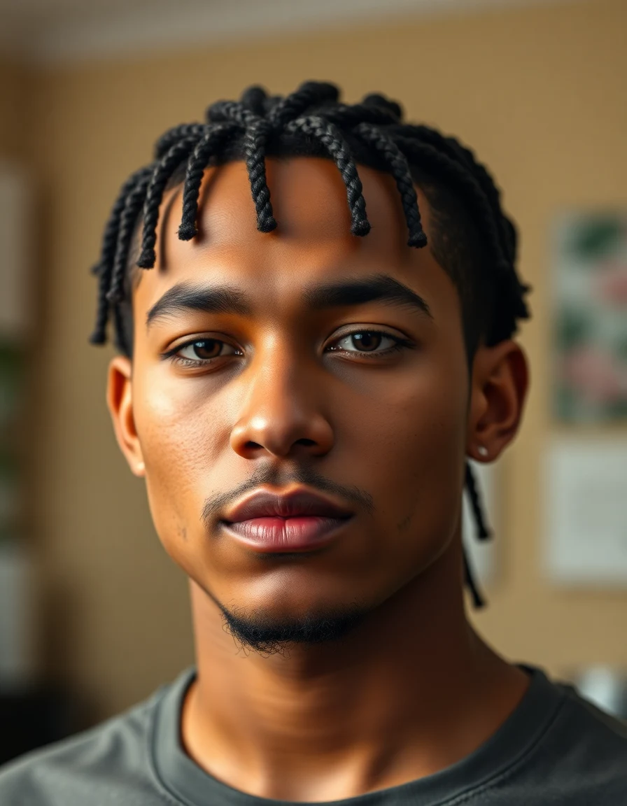 Bad Bunny-inspired 5. The Cornrow Braids hairstyle on a model