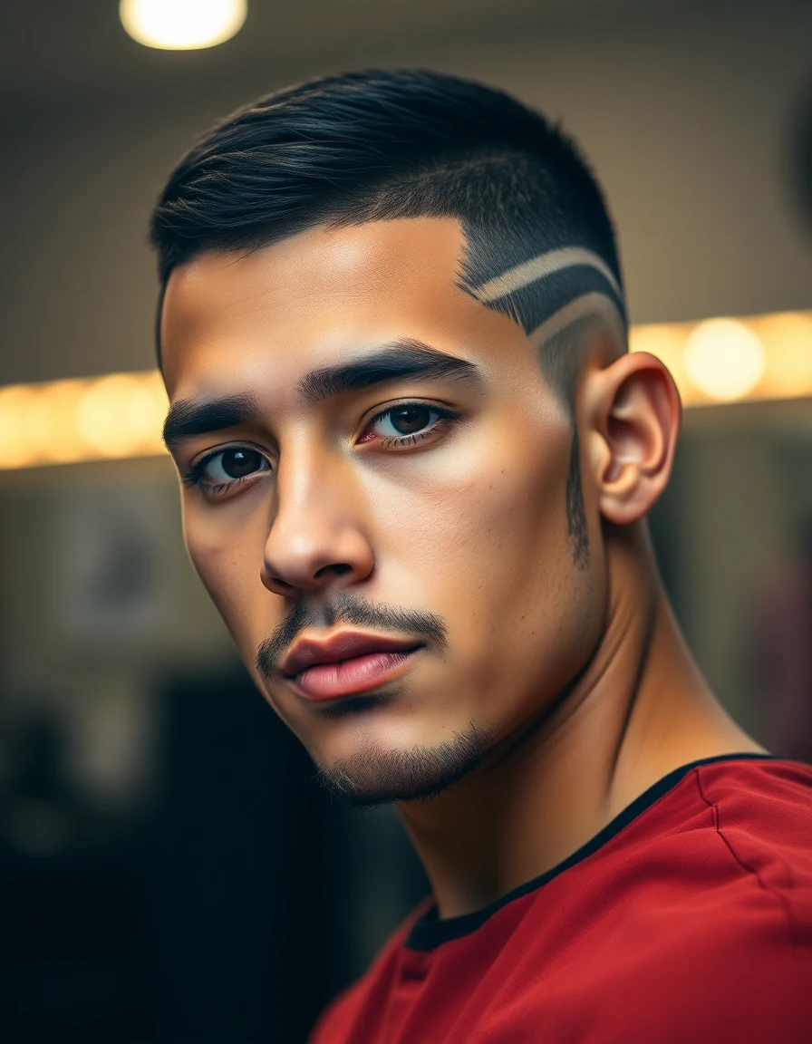 Bad Bunny-inspired Shaved Designs and Bold Experiments hairstyle on a model