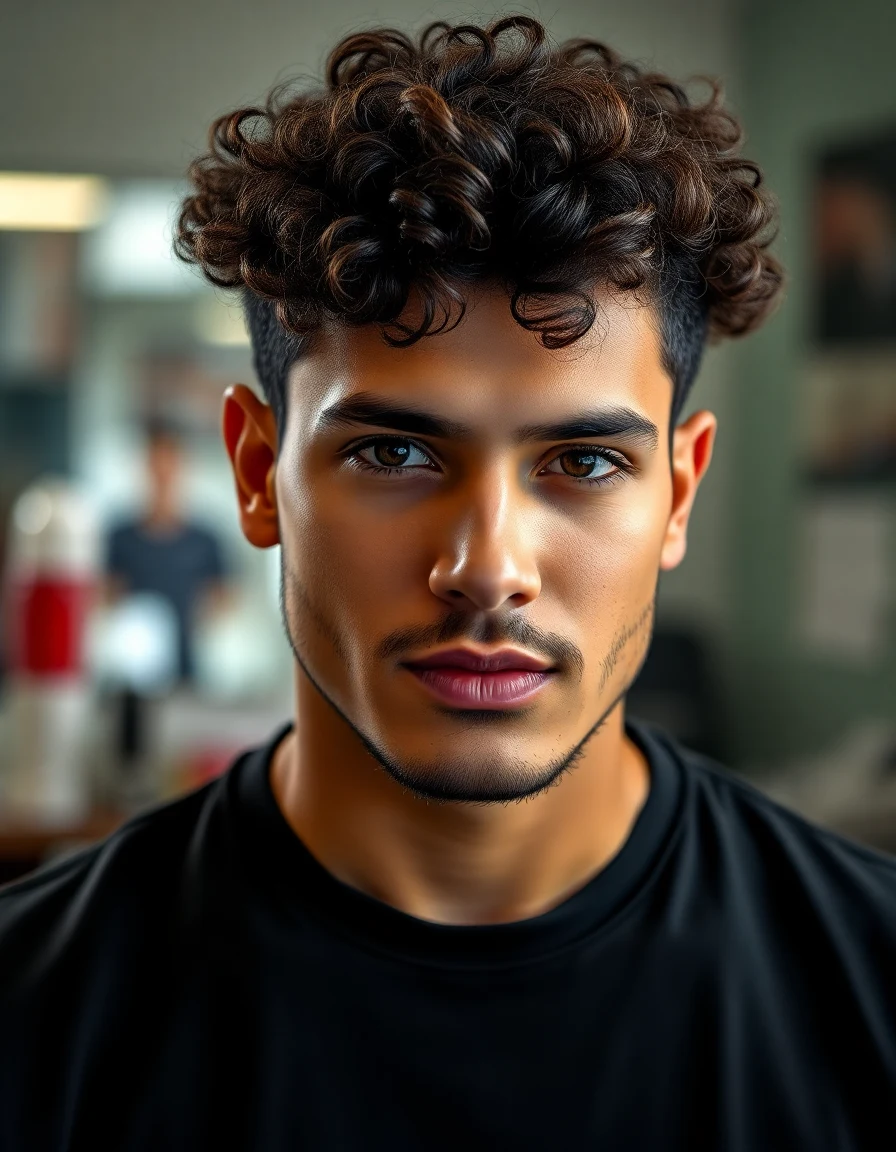 Bad Bunny-inspired The Pandemic Grow-Out (Long Curly Hair) hairstyle on a model