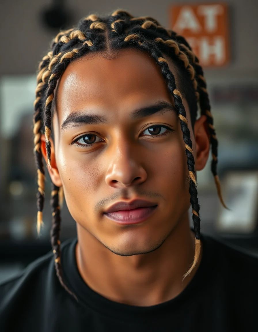 Bad Bunny-inspired Full Circle (Return to the Buzz) hairstyle on a model