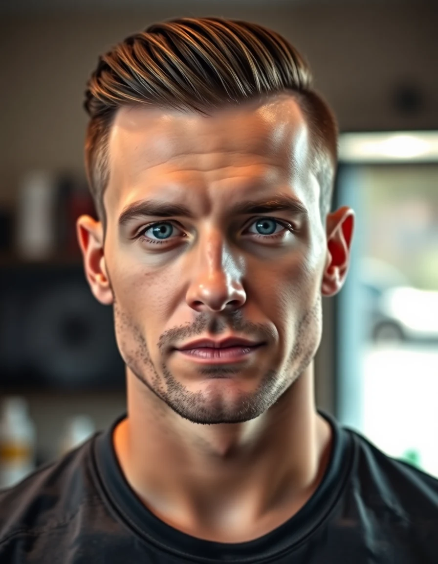 Brad Pitt-inspired The Fury Undercut hairstyle on a model