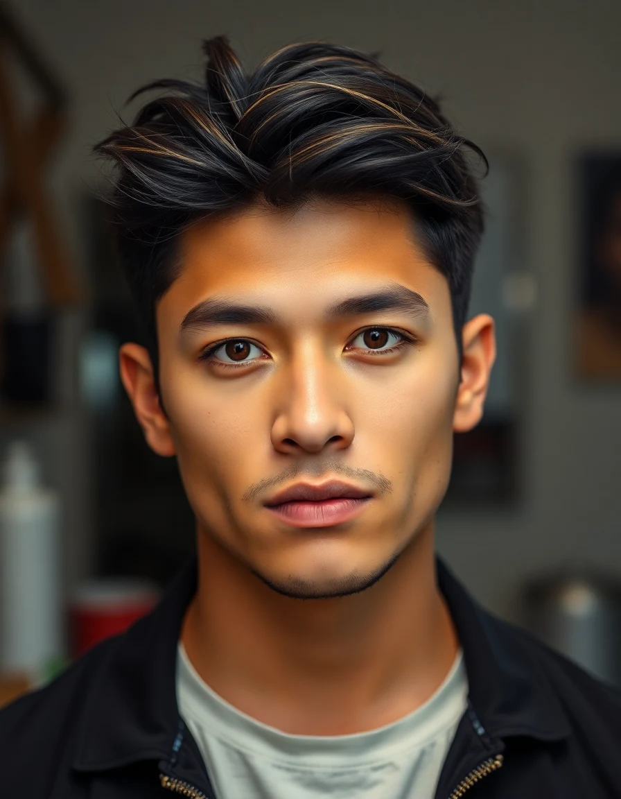 Peso Pluma-inspired The Textured Crop Mullet hairstyle on a model