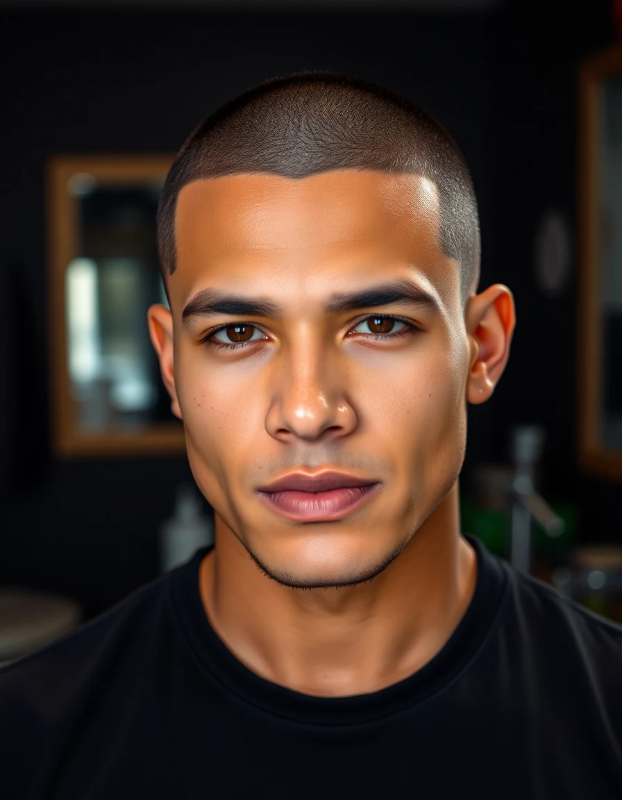 Rauw Alejandro-inspired The Signature Buzz Cut with Razor Designs (2019-2020) hairstyle on a model