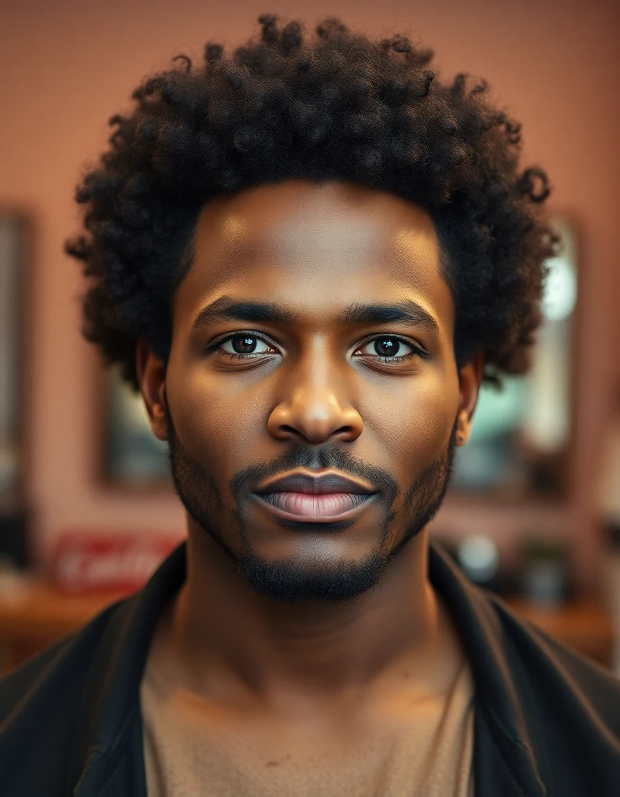 The Weeknd-inspired Short Afro (Starboy Era) hairstyle on a model