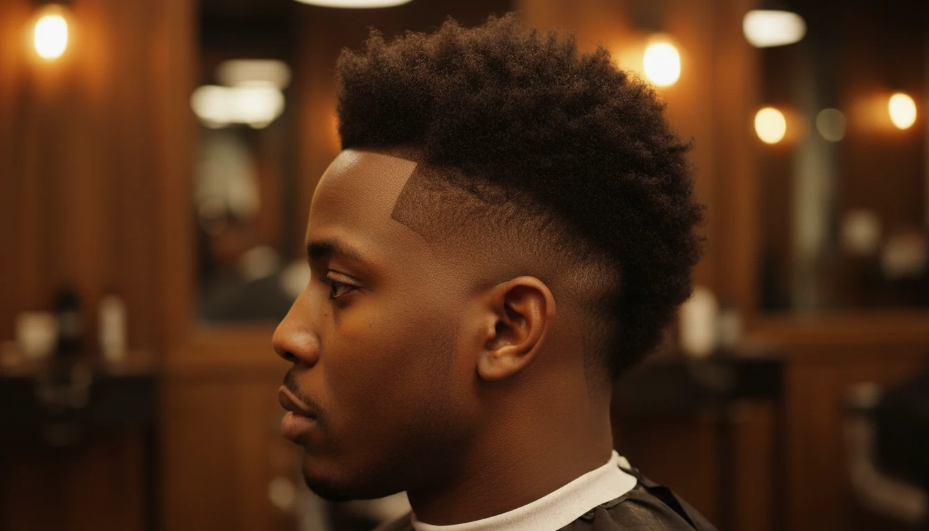 Burst fade haircut — semicircular fan of fade radiating around the ear