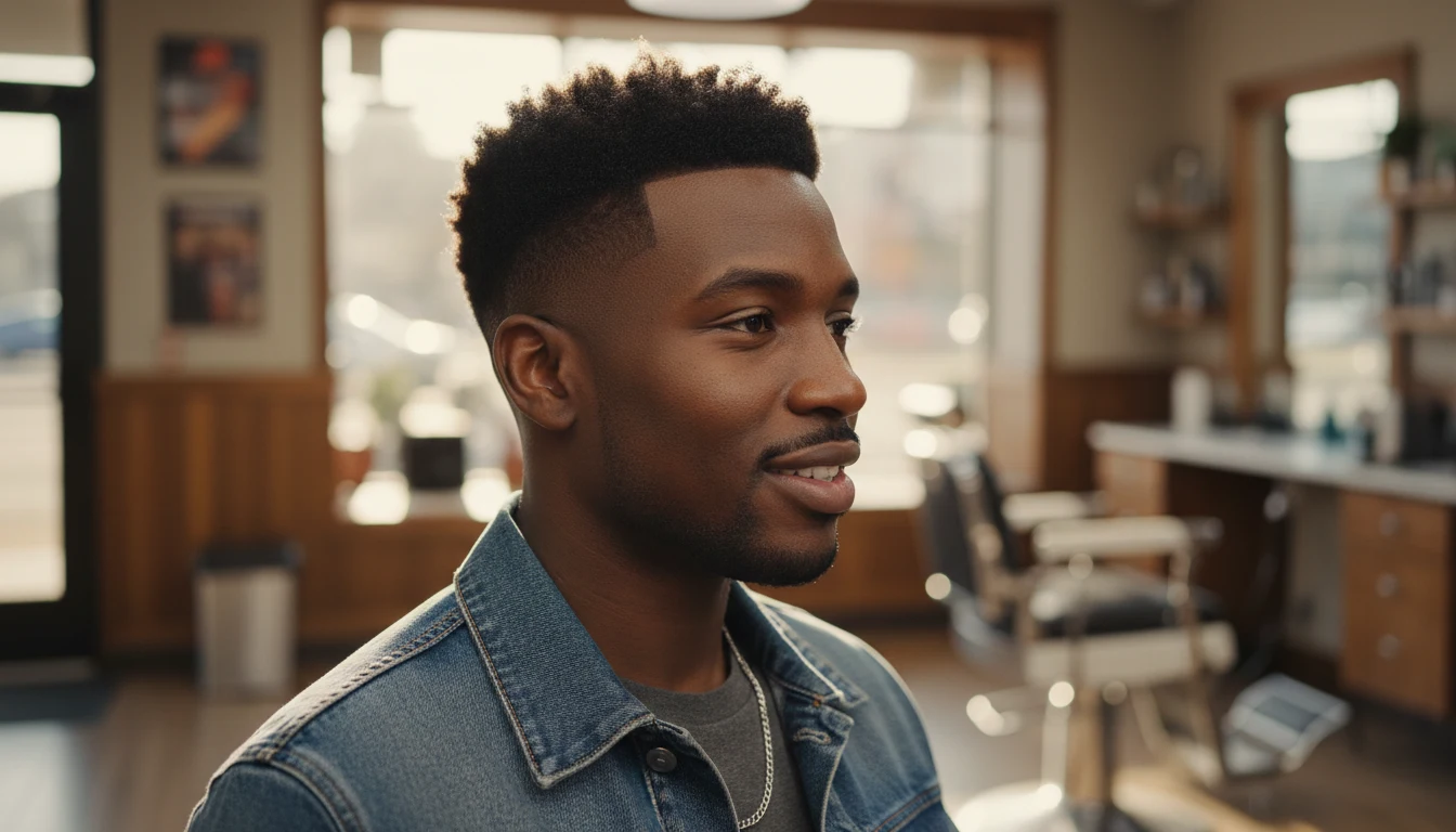 Mid fade haircut — fade begins at the mid-ear level with moderate contrast