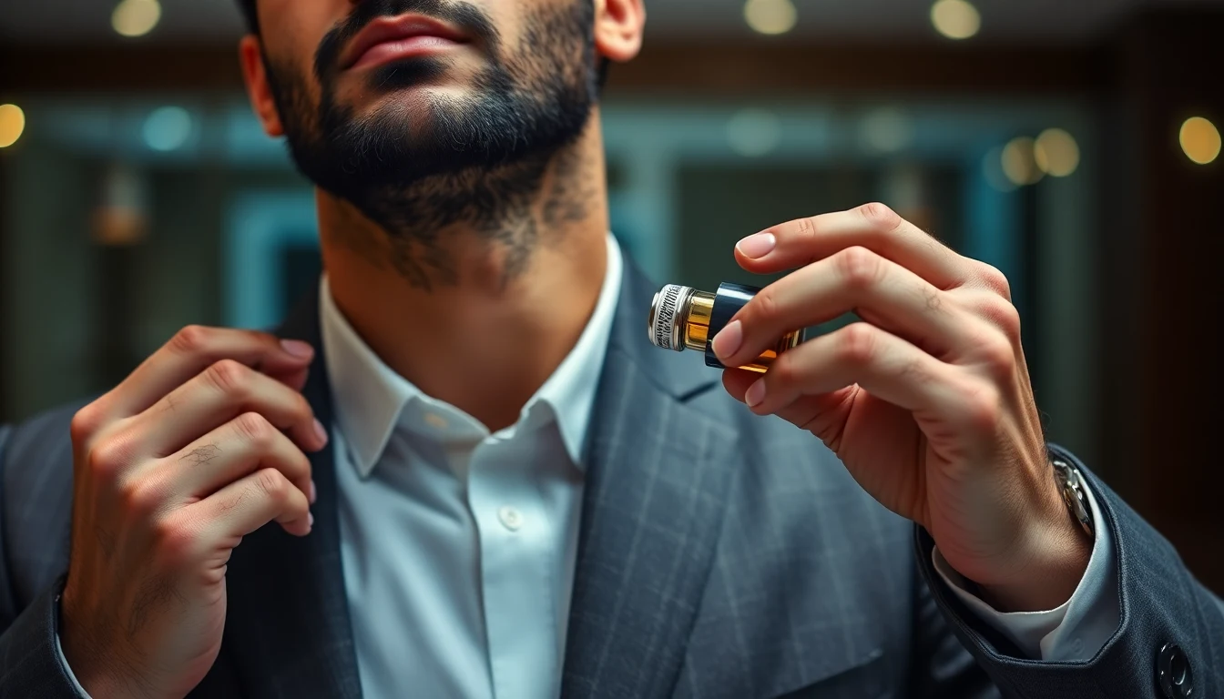 Arabic Fragrance Notes for Men: Understanding Oud, Rose, Amber, and Musk in Middle Eastern Perfumery — man applying cologne