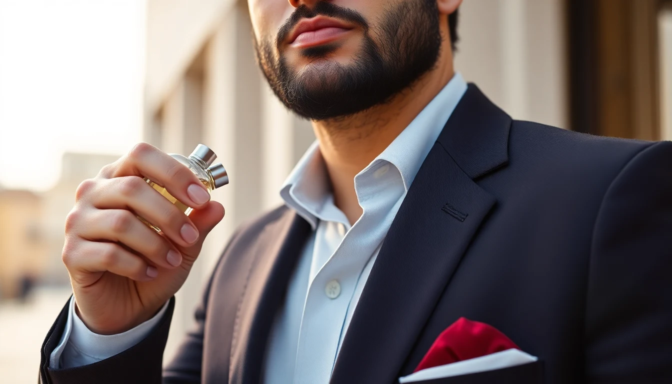 Arabic Fragrance Notes for Men: Understanding Oud, Rose, Amber, and Musk in Middle Eastern Perfumery — man applying cologne