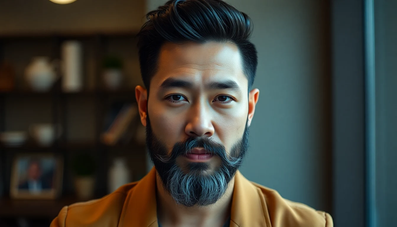 Asian Men’s Hair Dye Guide: Colors That Work for Black Hair — man with dyed beard