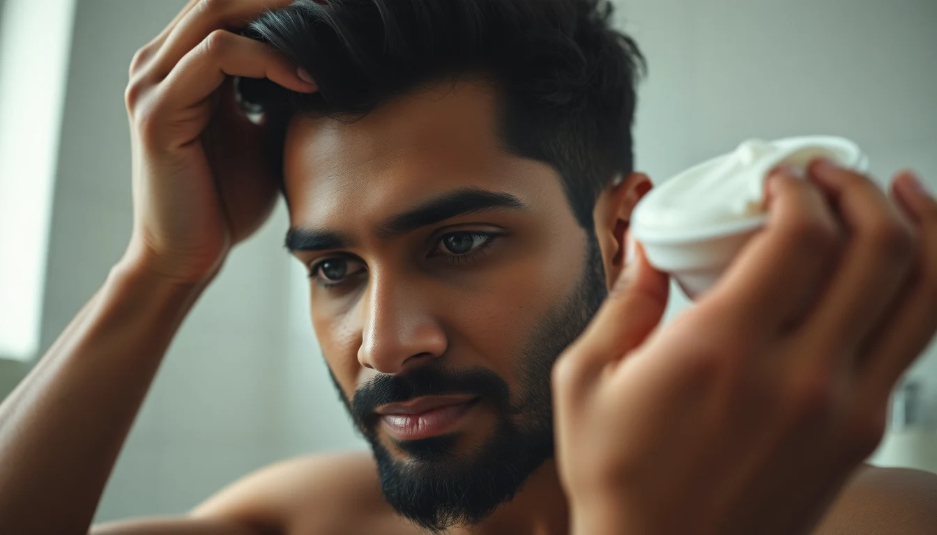 Ayurvedic Hair Oil Guide for Men: Amla, Bhringraj, and Brahmi Ranked — man applying hair moisturizer