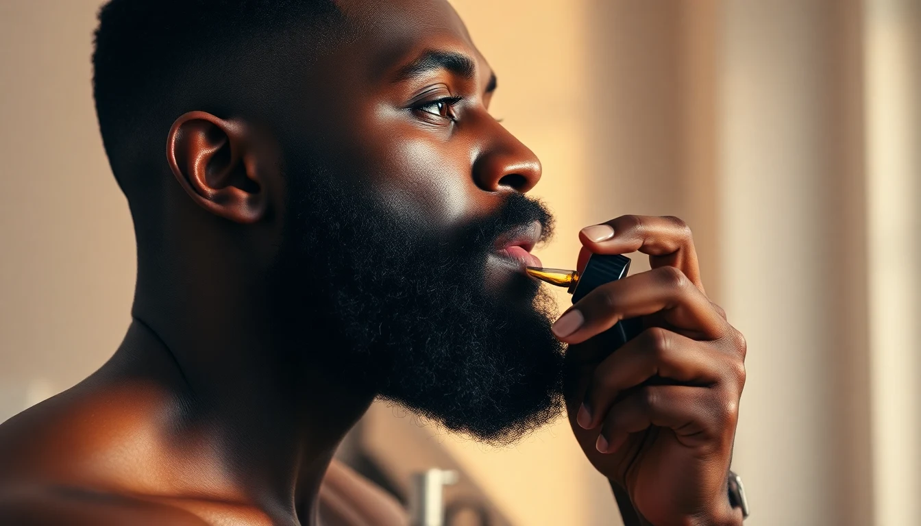 Best Beard Oils for Black Men: Non-Greasy Formulas That Work — man applying beard oil to beard
