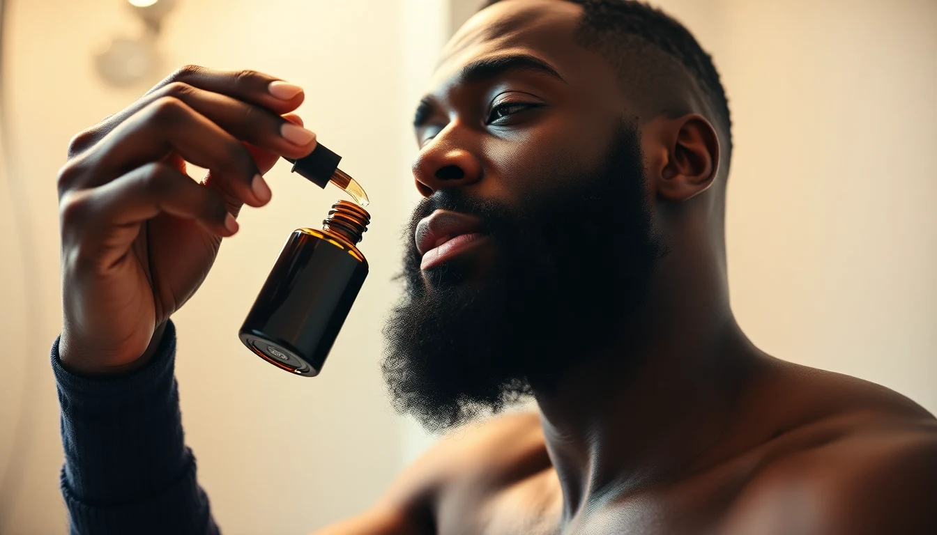 Best Beard Oils for Black Men: Non-Greasy Formulas That Work — man applying beard oil to beard