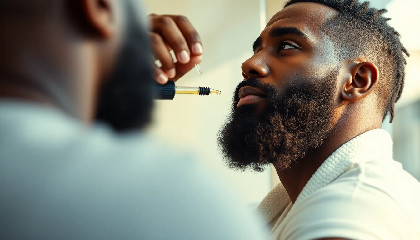 Best Beard Oils for Black Men: Non-Greasy Formulas That Work — man applying beard oil to beard
