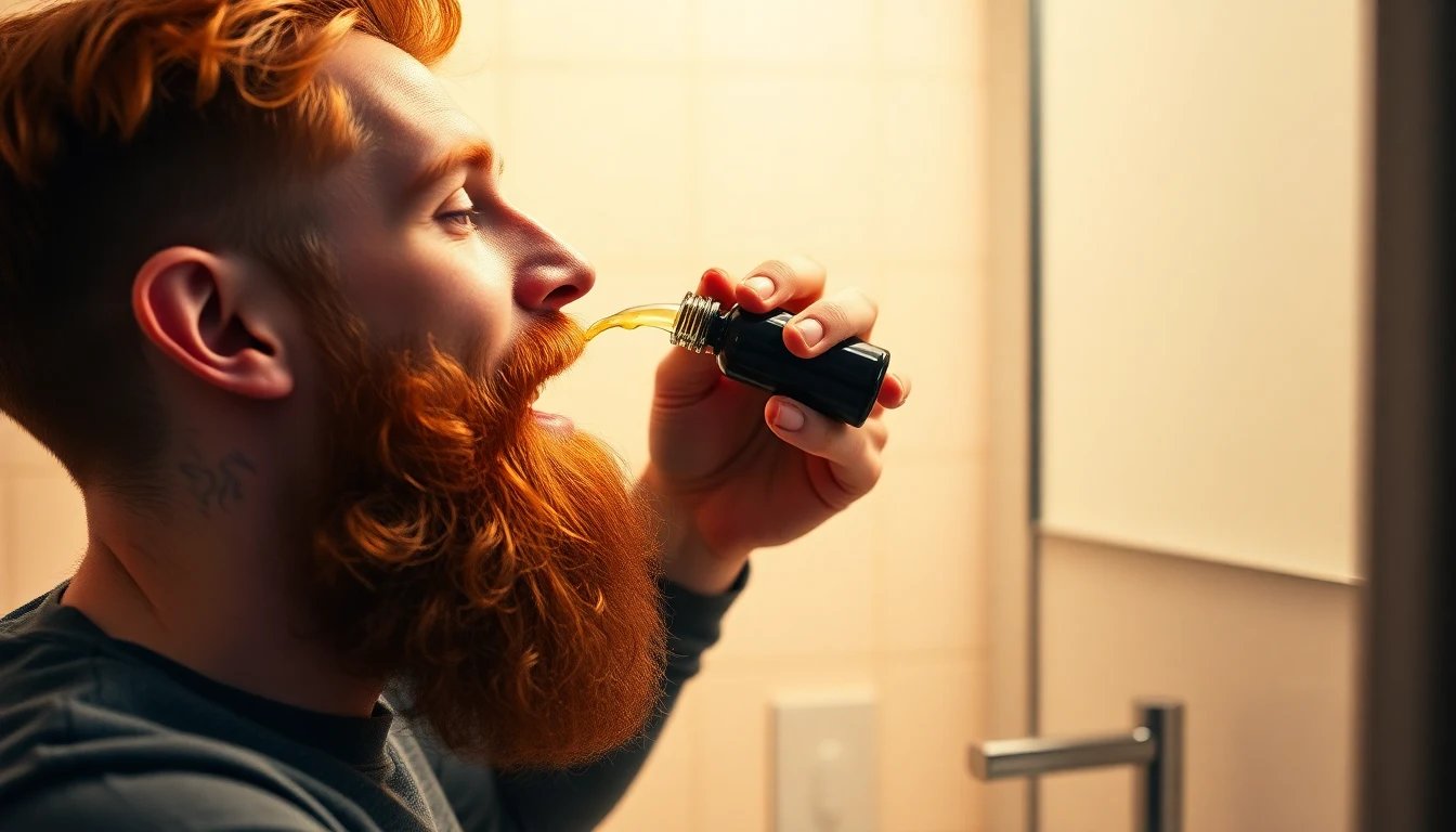 Best Beard Oils for Ginger Beards: Color Preservation Ranked — man applying beard oil to beard