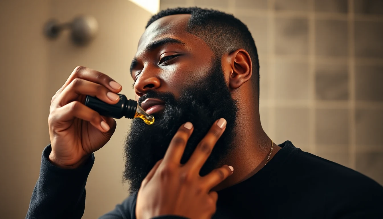 Best Beard Products for Black Men (2026) — man applying beard oil to beard