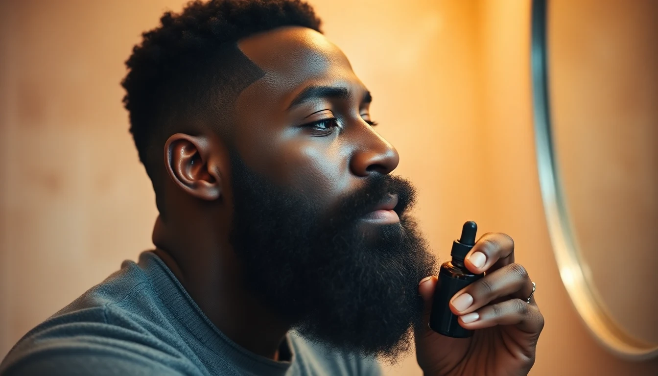 Best Beard Products for Black Men (2026) — man applying beard oil to beard