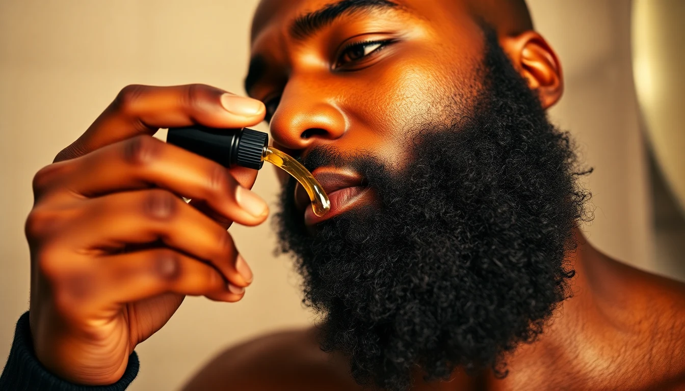 Best Beard Products for Black Men (2026) — man applying beard oil to beard
