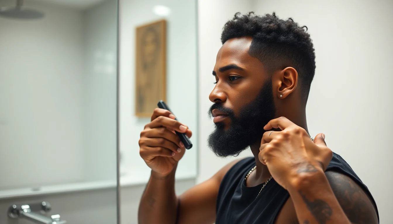 Best Beard Straightener for Black Men (2026) — man straightening beard