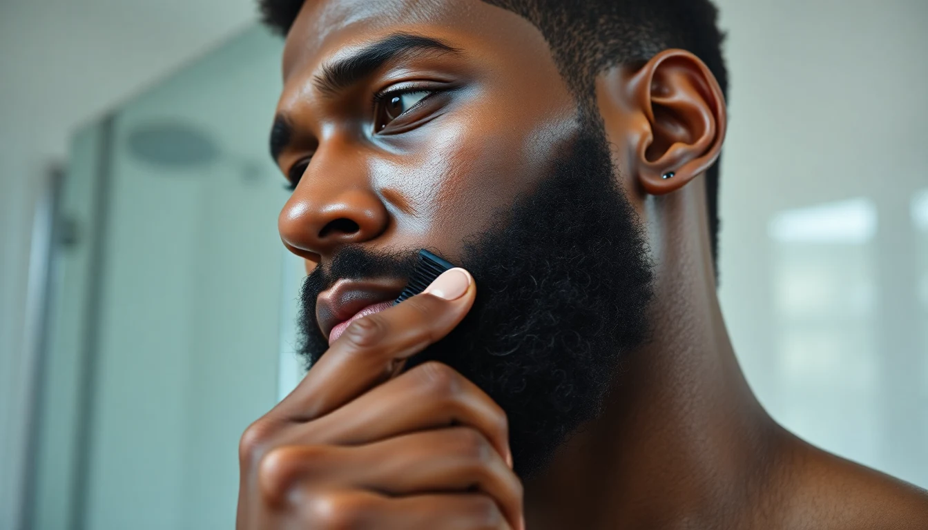 Best Beard Straightener for Black Men (2026) — man straightening beard