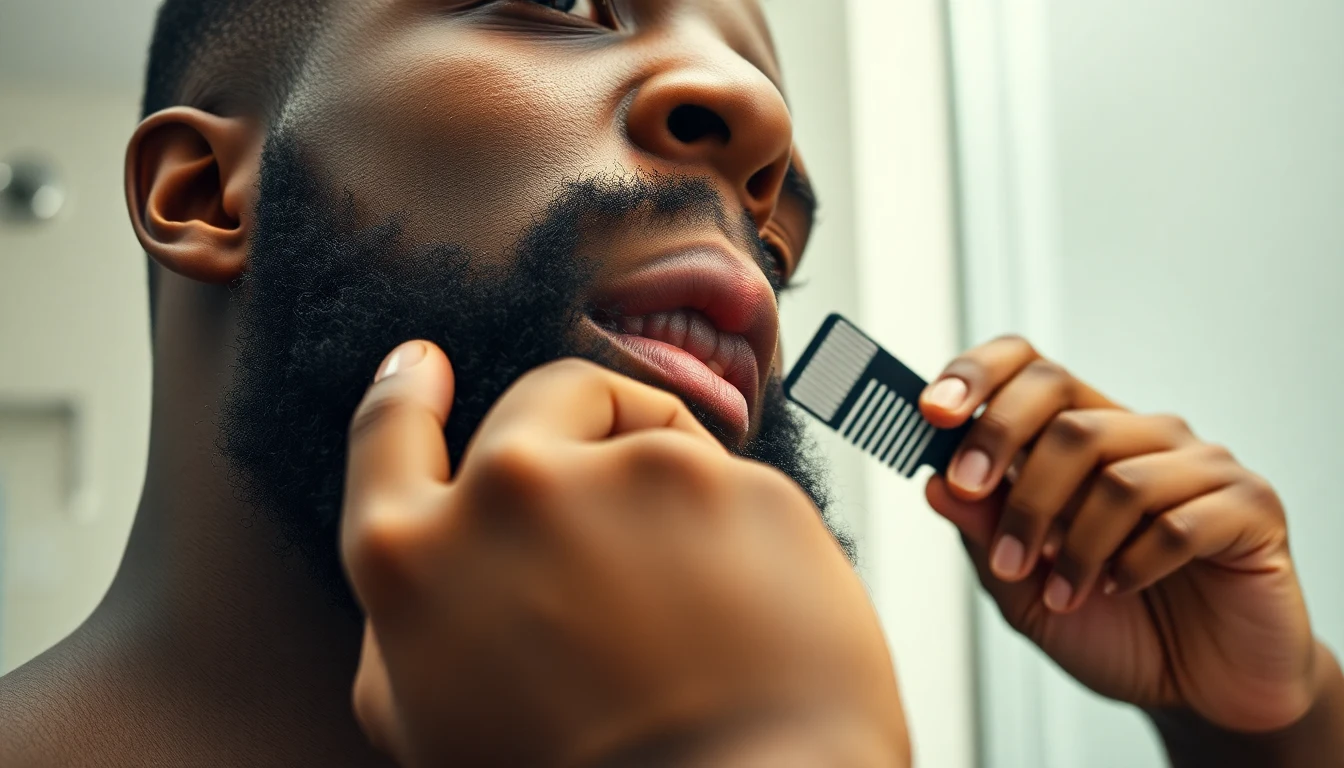 Best Beard Straightener for Black Men (2026) — man straightening beard