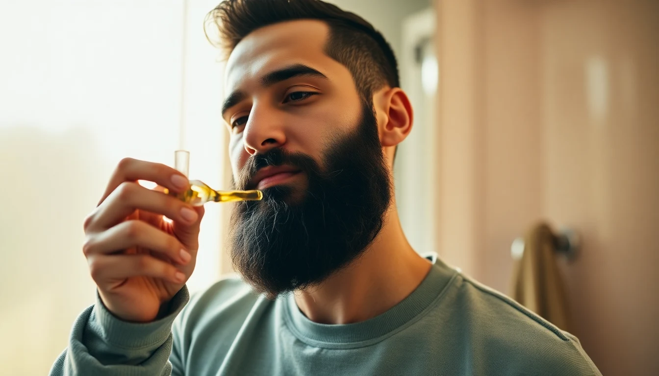 Best Halal Beard Oils: Tested and Reviewed (2026) — man applying beard oil to beard