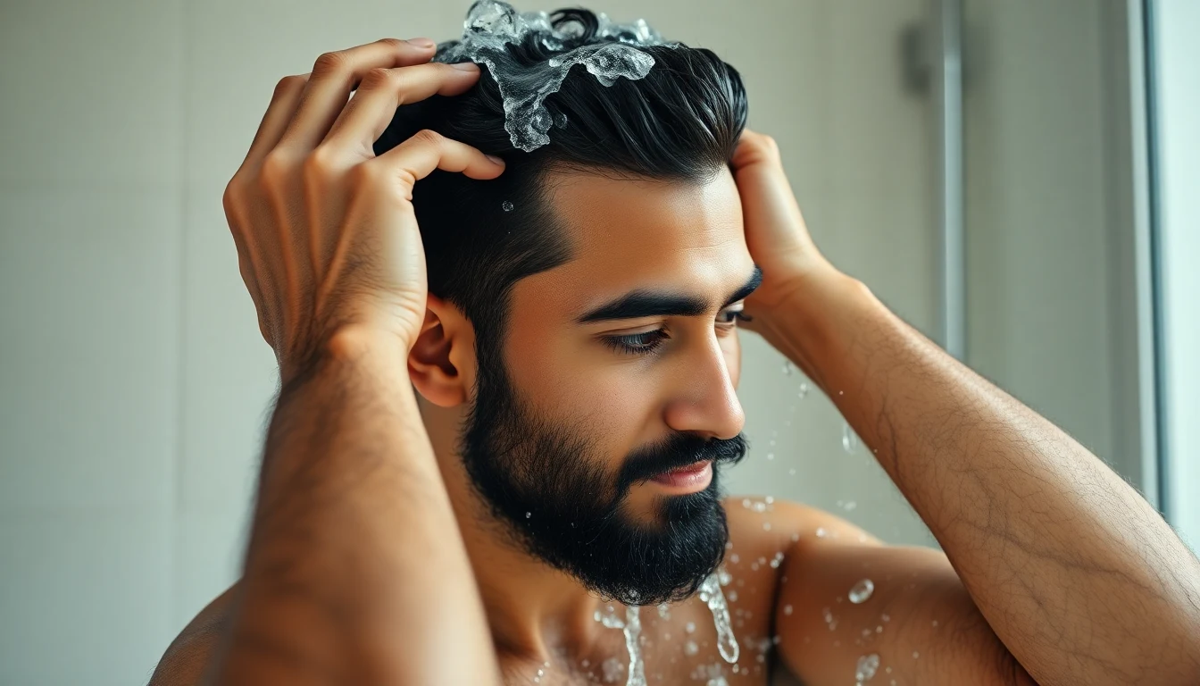 Best Halal Shampoo for Men: Pork-Free, Alcohol-Free Picks Ranked — man washing hair with shampoo