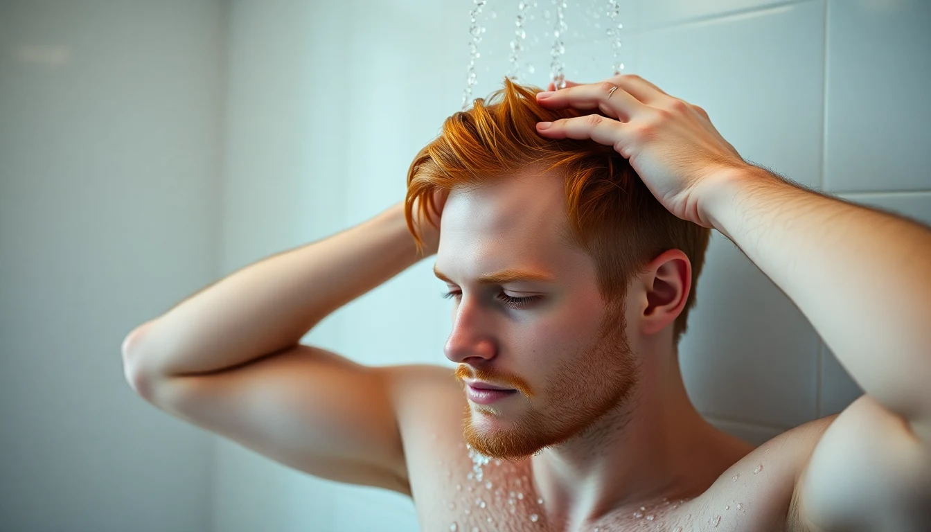 Best Shampoos for Red-Haired Men: Protecting Natural Color and Managing Fine Hair — man washing hair with shampoo