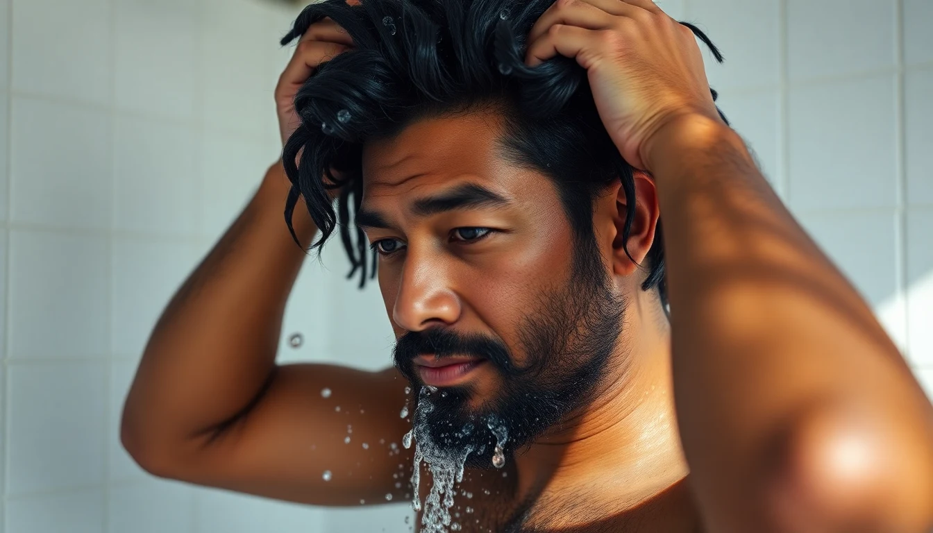 Best Shampoos for Thick, Coarse Hair Men: Cleansing Without Stripping Natural Oils — man washing hair with shampoo