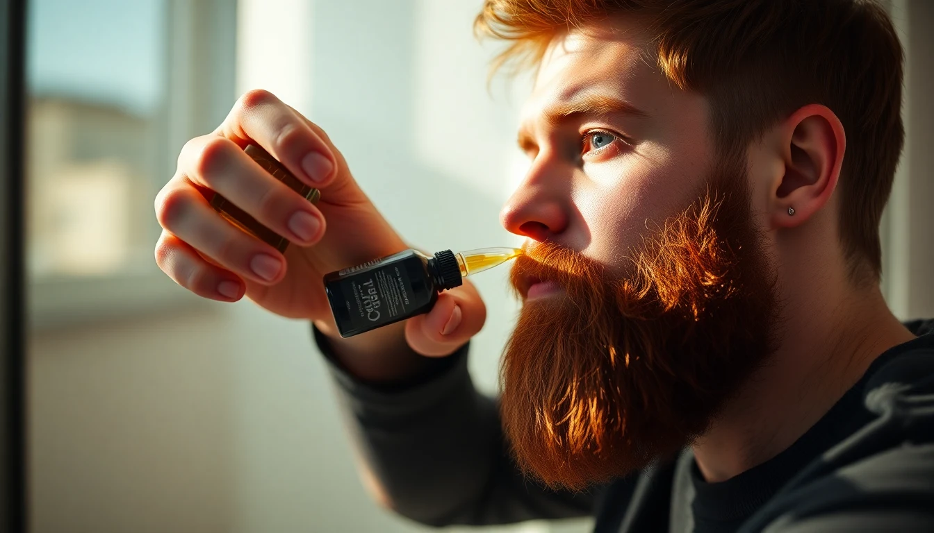 Ginger Beard Care: How to Maintain and Protect Your Copper Beard — man applying beard oil to beard
