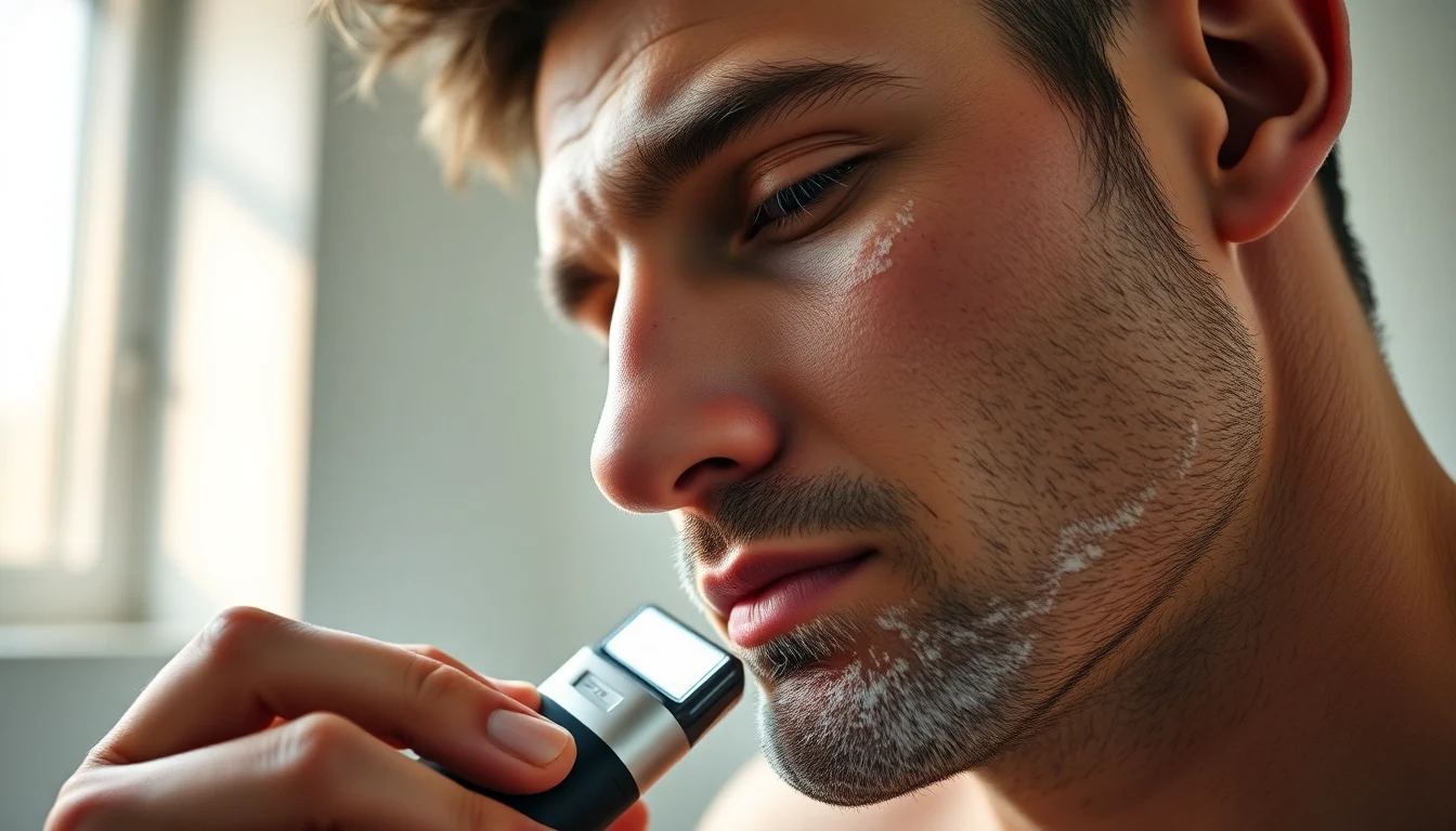 How to Sharpen Electric Razor Blades (Foil and Rotary Methods) — man using electric razor