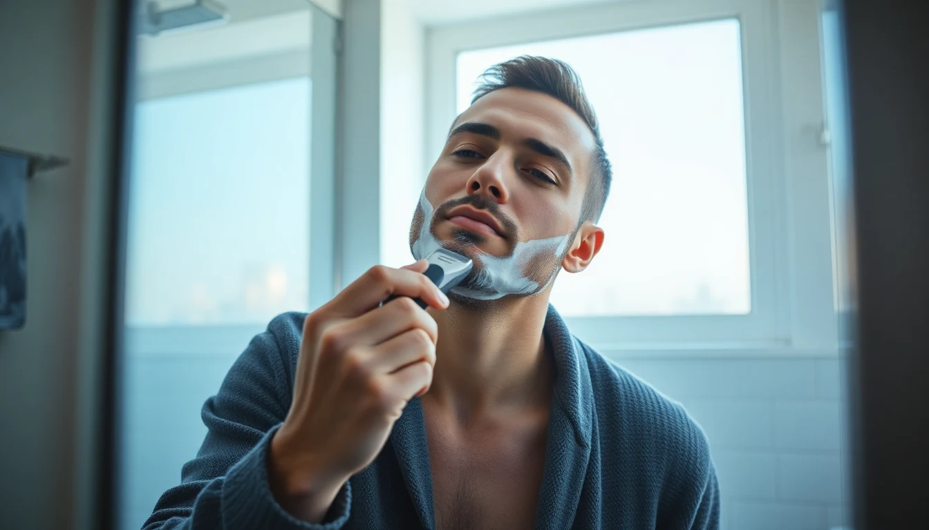 How to Sharpen Electric Razor Blades (Foil and Rotary Methods) — man using electric razor