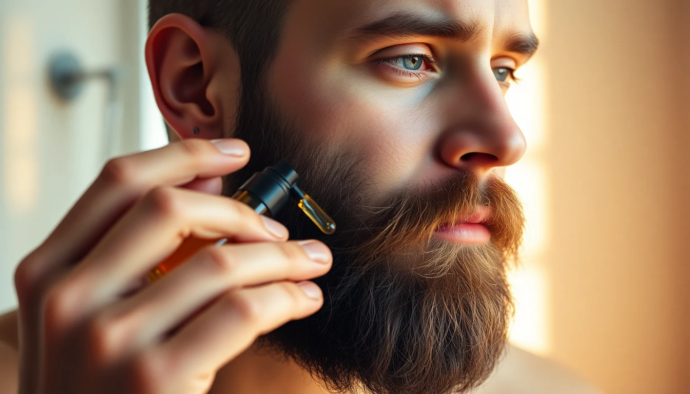 Hypoallergenic Beard Products for Sensitive Skin Men: Building a Beard Routine Without Reactions — man applying beard oil to beard
