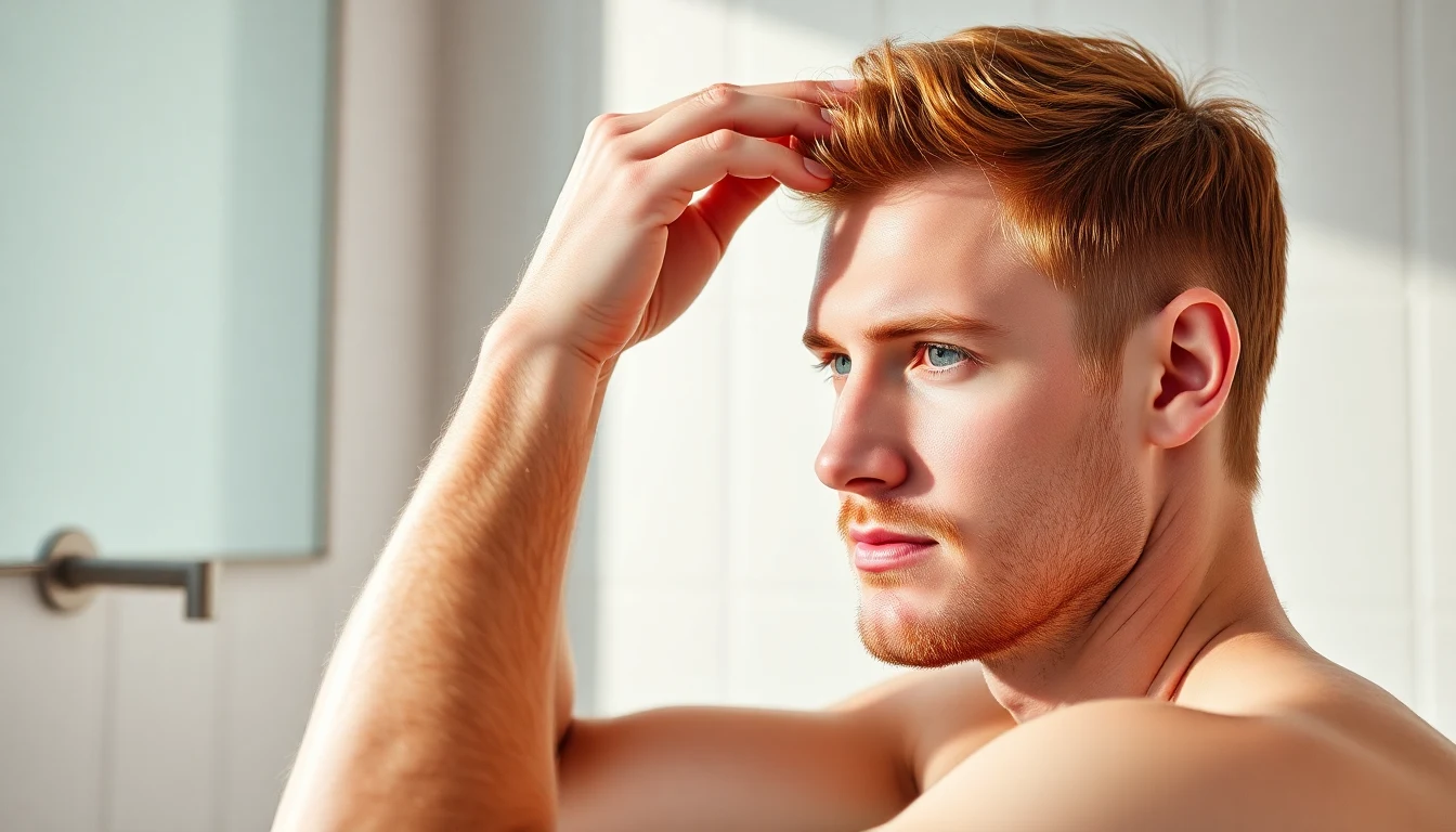 Scalp Psoriasis and Sensitivity in Redhead Men: Managing Flares Without Harsh Treatments — man applying scalp treatment