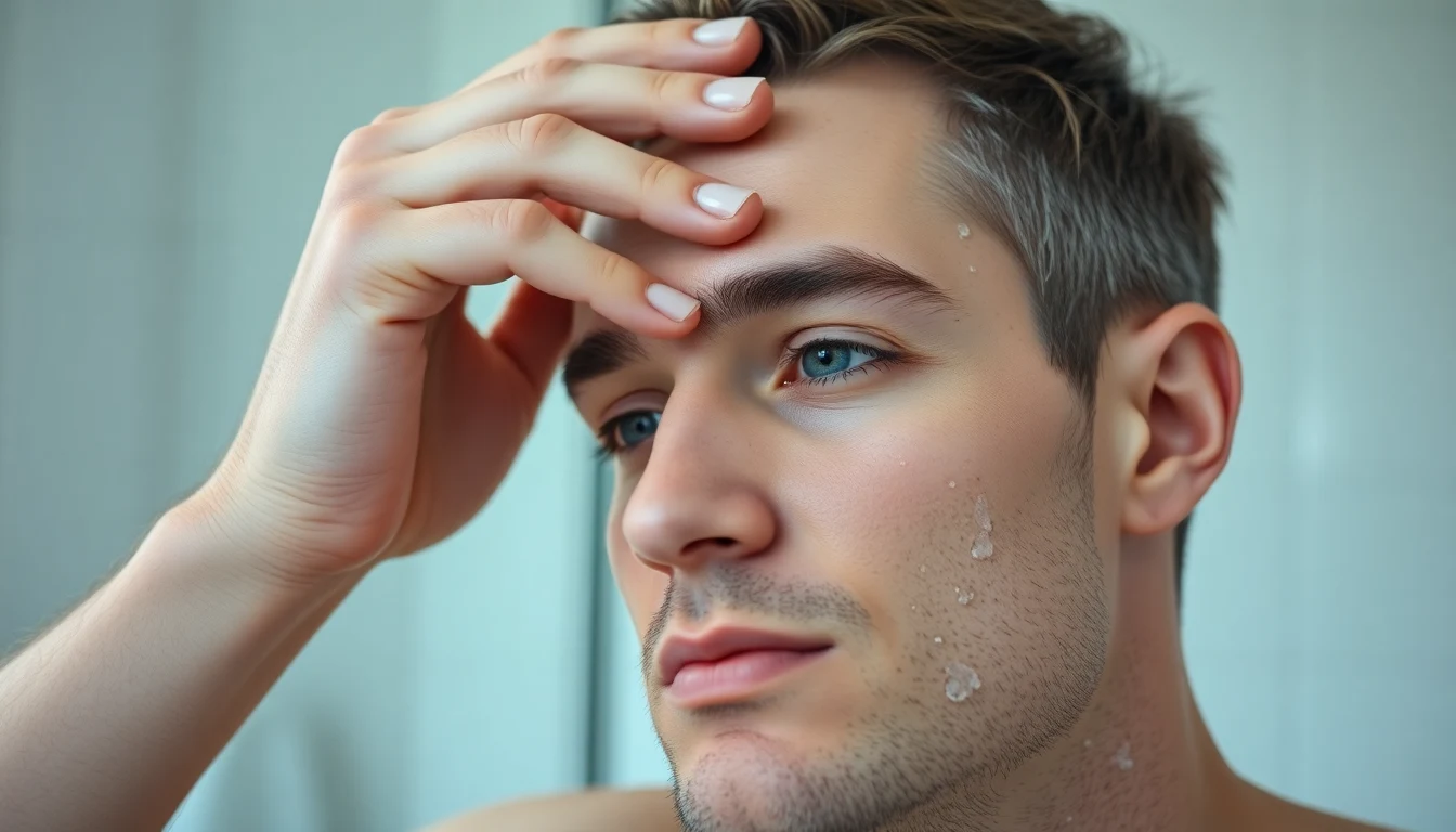 Sensitive Scalp and Dandruff in Men: A Nordic Approach to Flake-Free Hair — man applying scalp treatment