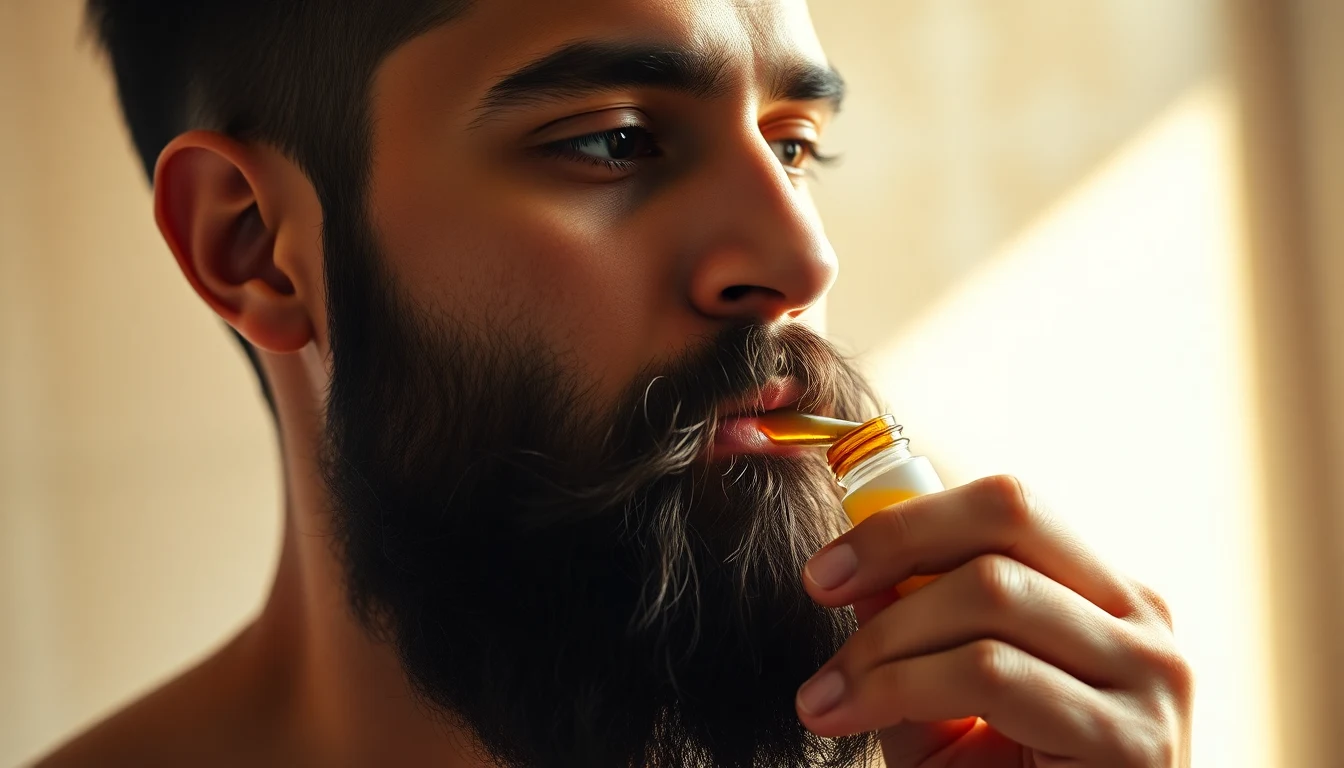 Sunnah Beard Care: Honoring Tradition with Modern Products — man applying beard oil to beard