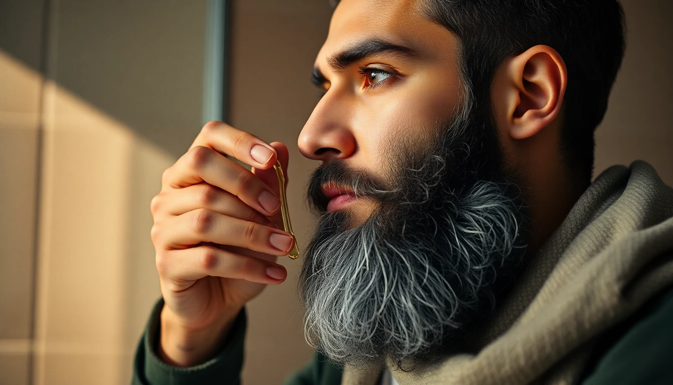 Sunnah Beard Care: Honoring Tradition with Modern Products — man applying beard oil to beard