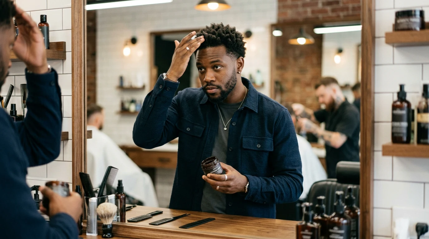 Best Black Barbers in Los-Angeles (2026) — man styling hair with hair product