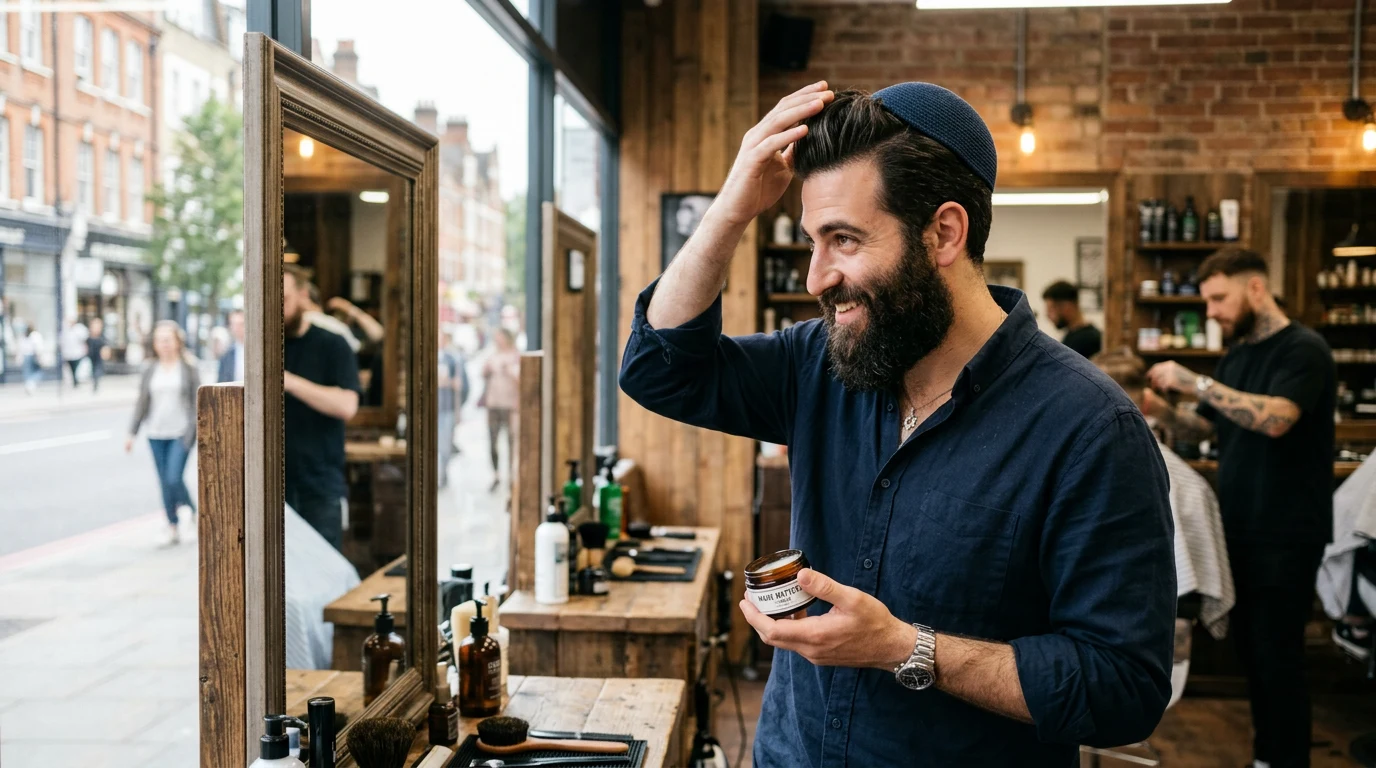 Best Jewish Barbers in Los-Angeles (2026) — man styling hair with hair product