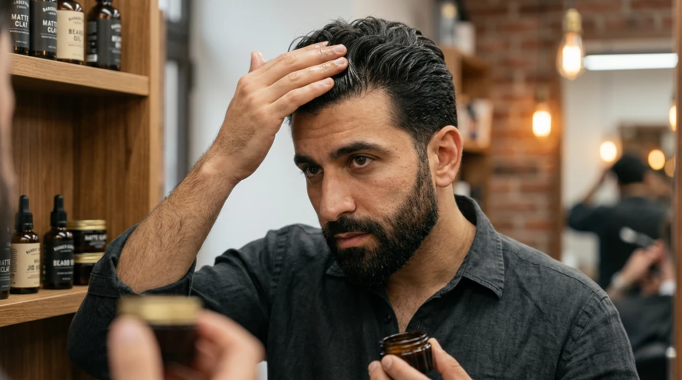 Best Middle Eastern Barbers in Los-Angeles (2026) — man styling hair with hair product