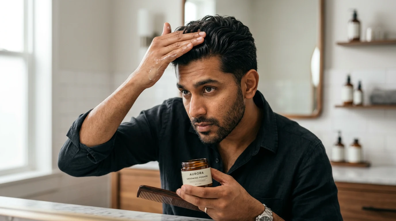 Best Sikh Barbers in Los-Angeles (2026) — man styling hair with hair product