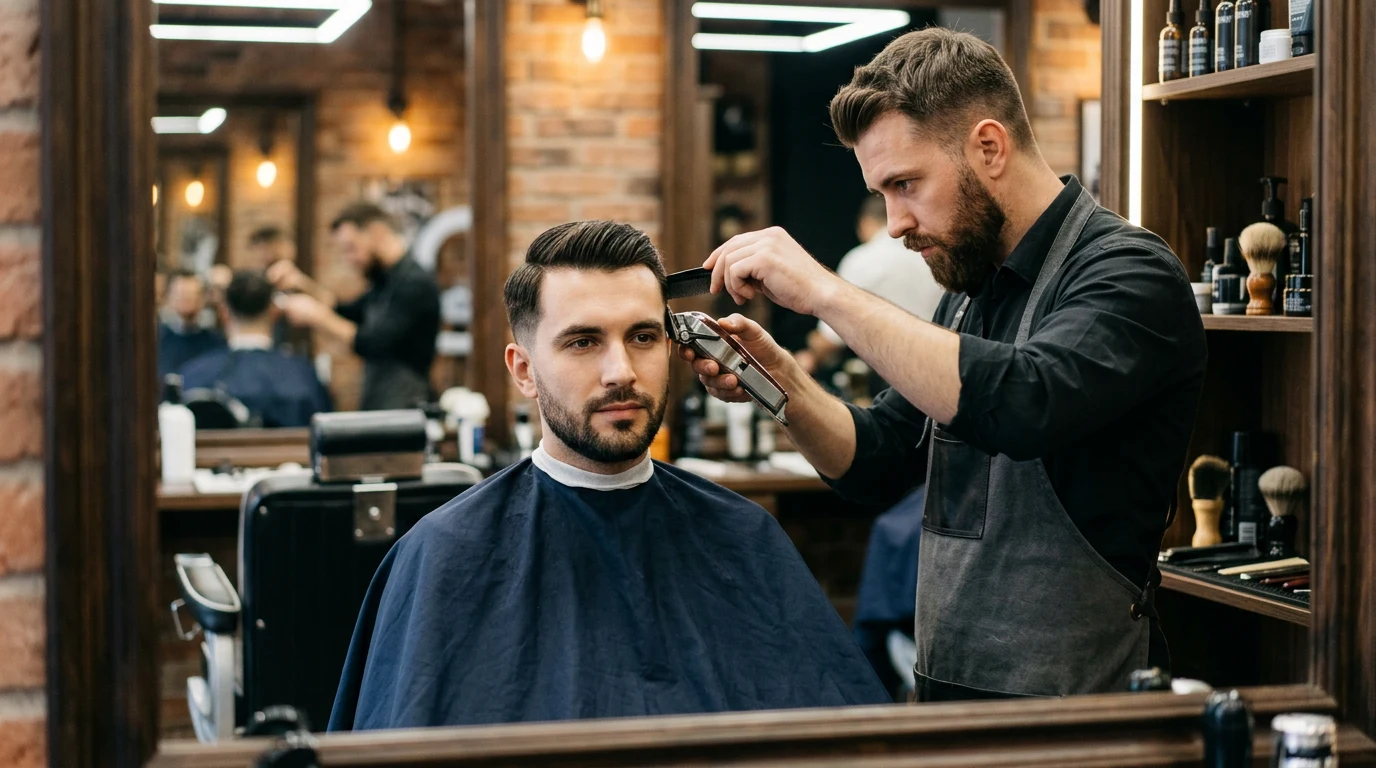 How to Cut Kids’ Hair at Home: A Parent’s Complete Guide — man getting a haircut at barbershop