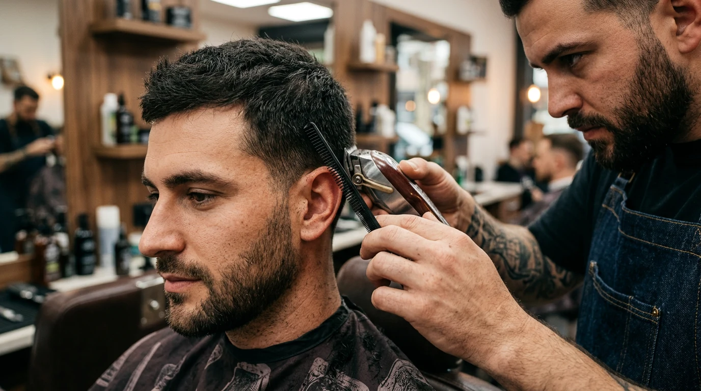 How to Cut Kids’ Hair at Home: A Parent’s Complete Guide — man getting a haircut at barbershop