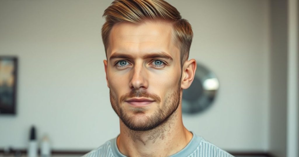 German haircut styles: fine straight light-brown hair in a clean side-parted taper